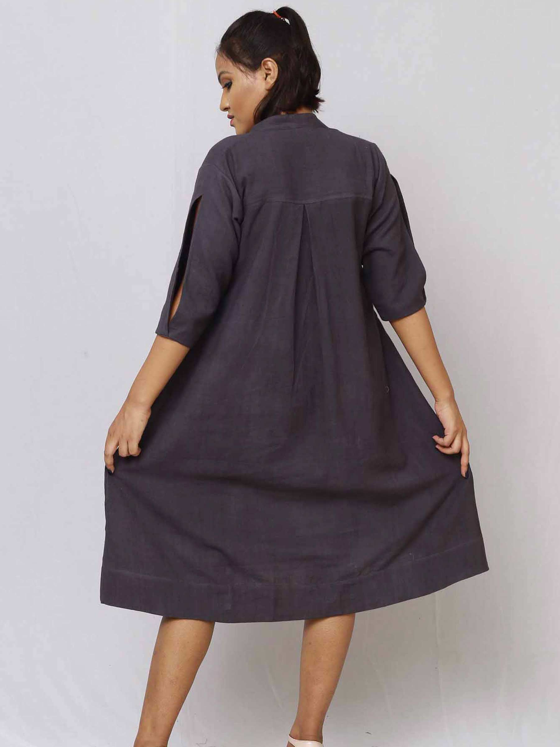 Inverted Box Pleat Dress | NAVY