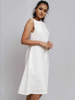 A-line Shift Dress | Solid White