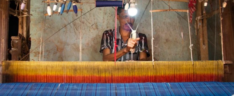 Khadi cotton fabric weaving